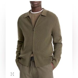 Vince Men’s Cashmere Wool Blend Front Zip Sweater Green XL